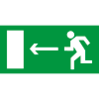 Знак E04 Направление к эвакуационному выходу налево