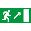 Знак E05 Направление к эвакуационному выходу направо вверх