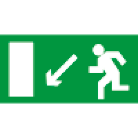Знак E08 Направление к эвакуационному выходу налево вниз
