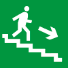 Знак E13 Направление к эвакуационному выходу по лестнице вниз
