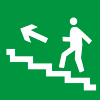 Знак E16 Направление к эвакуационному выходу по лестнице вверх (левосторонний)